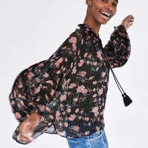 Zara the floral lurex blouse